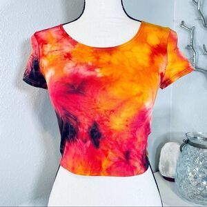 Noble U Tie Dye Cropped Tee Tie Dye Orange
